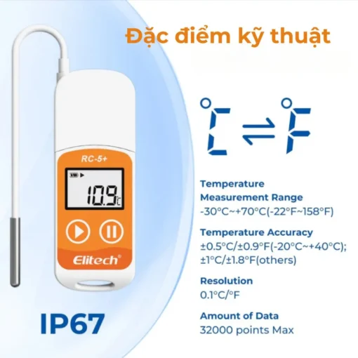 Nhiệt kế tự ghi Elitech RC-5+TE - Hình ảnh 3