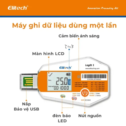 Máy ghi dữ liệu nhiệt độ, độ ẩm Elitech LogEt-1TH - Hình ảnh 3