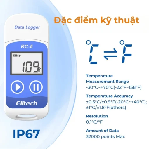 Thiết bị ghi nhiệt độ Elitech RC-5 - Hình ảnh 2