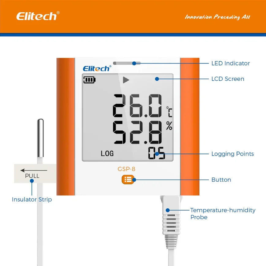 Thiết bị ghi nhiệt độ độ ẩm Elitech GSP-8 – Xuất PDF trực tiếp - Ảnh 3