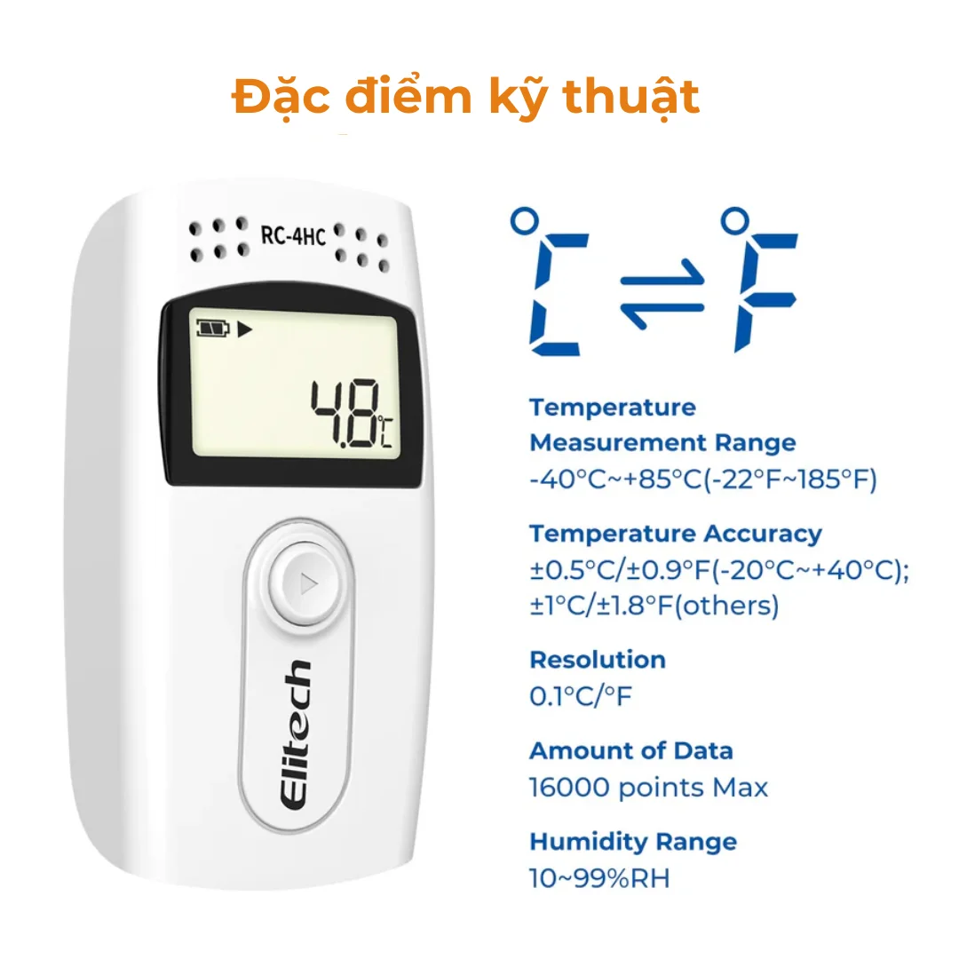 Nhiệt ẩm kế tự ghi Elitech RC-4HC - Ảnh 4